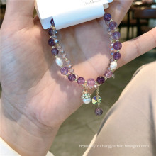 Shangjie Oem Joyas Fashion Korean Bracelet Women Women Очарование слоистые из браслет -ювелирные изделия из жемчужного фиолетового кристаллического браслета
